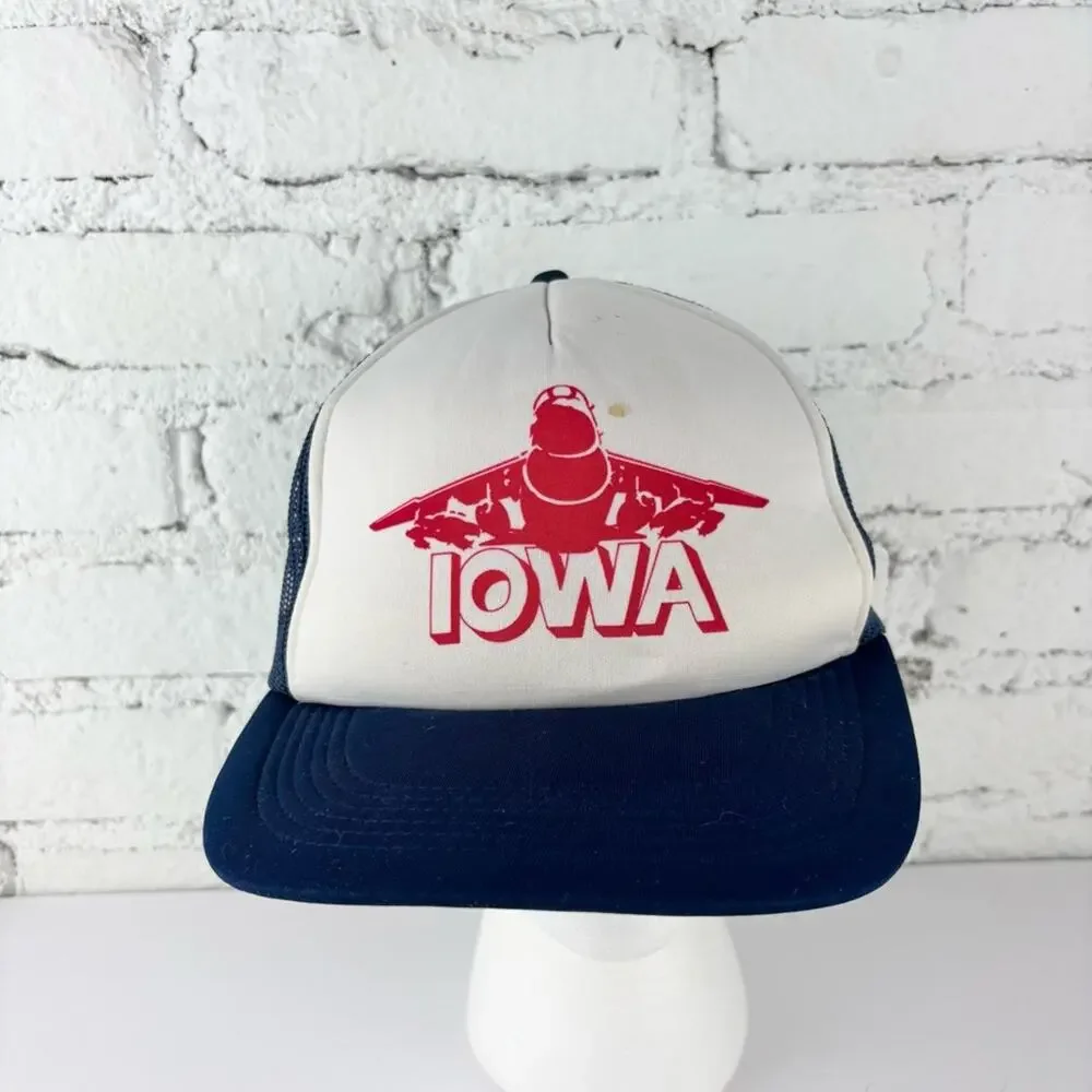 Iowa Airplane Red and Blue Trucker Hat